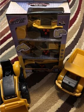 Yellow Construction Trucks Toy Set Music and Lights